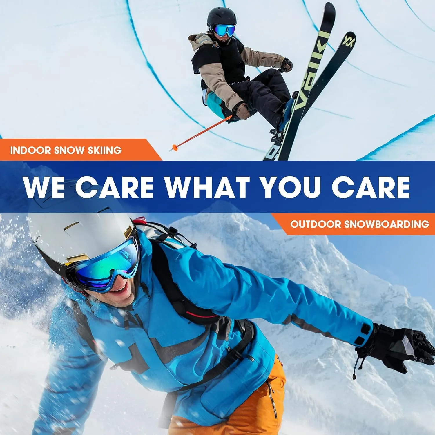 2-Pack Snow Ski Goggles, Snowboard Goggles for Men, Women, Youth, Kids, Boys or Girls