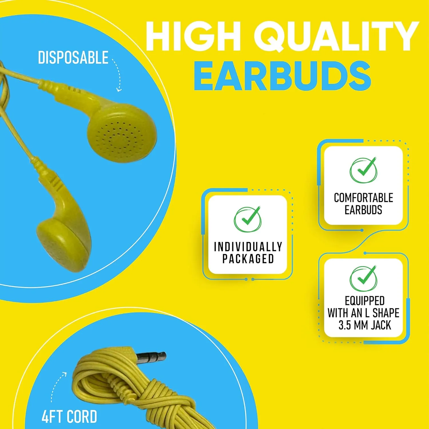 20 Pack Bulk Wired Earphones, In Ear Earbud Headphones with 3.5mm Jack, 4ft Tangle Free Cable, Comfortable Fit, Affordable and Cost Effective, Ideal for School Classroom Testing Students, Mix