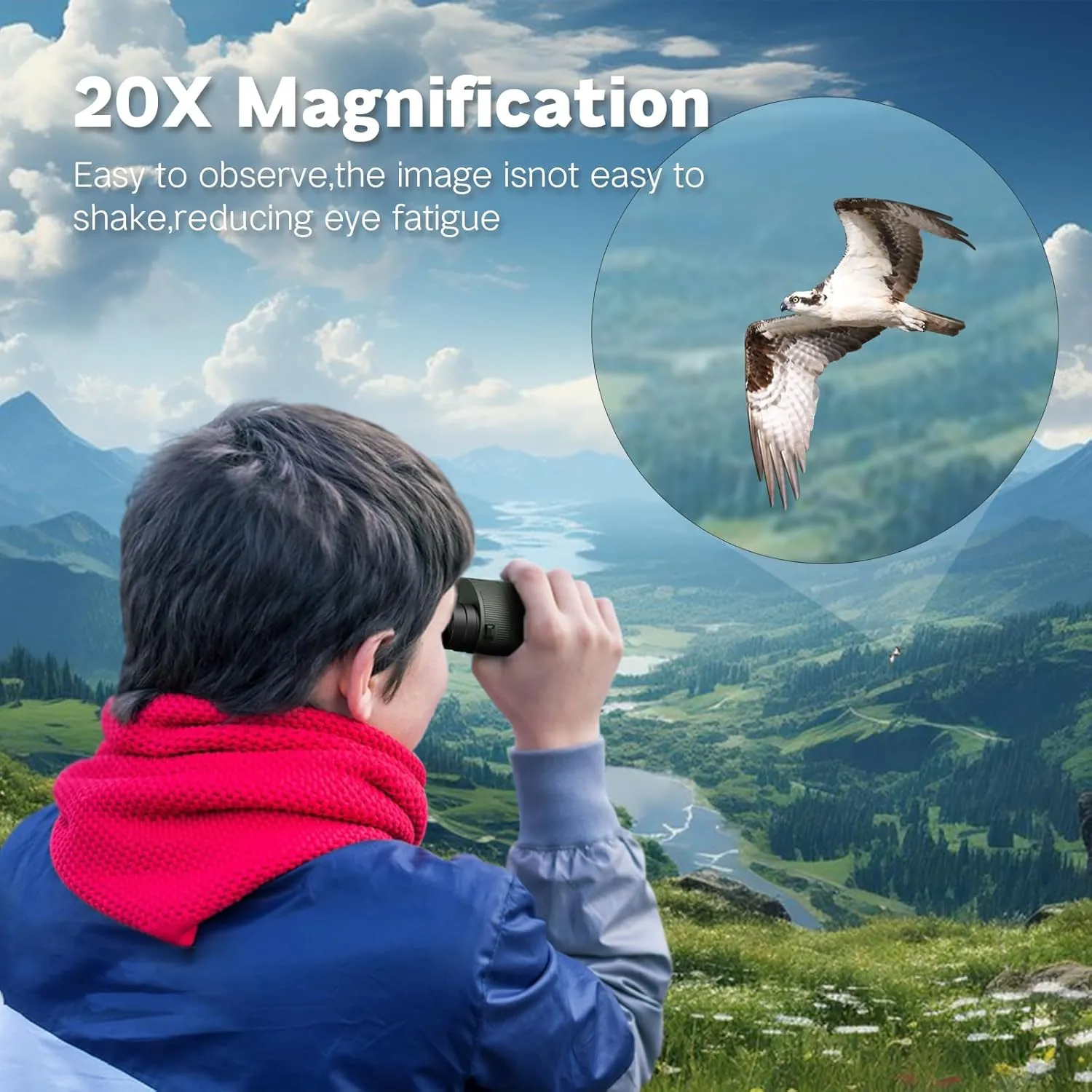 20x25 Compact Binoculars for Adults & Kids  High-Powered, Wide Eyepiece, Waterproof Binoculars with Low Light Vision  Perfect for Bird Watching, Outdoor Hunting, and Sightseeing (Green)