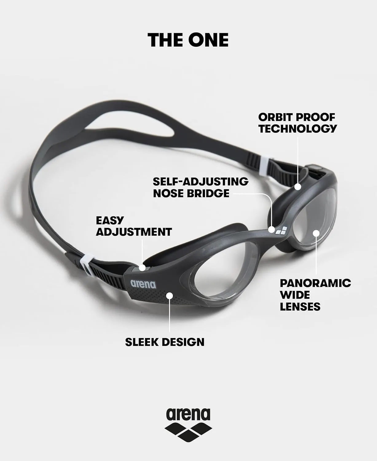 ARENA The One Unisex Adult Swim Goggles Men and Women Watertight Fit Orbit-Proof Seals Anti-Fog Coated Mirror/Non-Mirror Lens