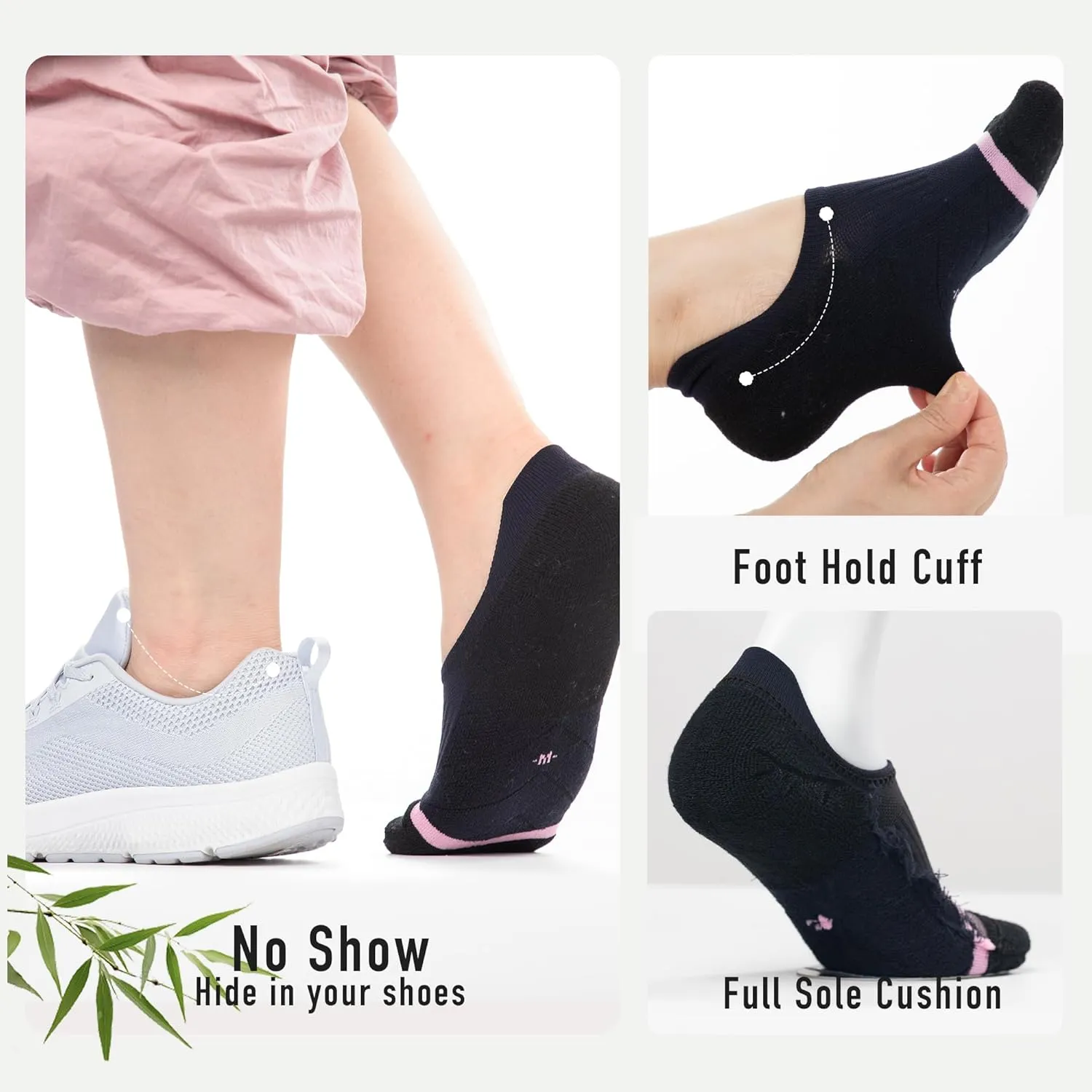 BRISIRA Bamboo Viscose Coolmax Running Golf No Show Socks Women Compression Moisture Wicking Performance Low Cut Tab Athletic