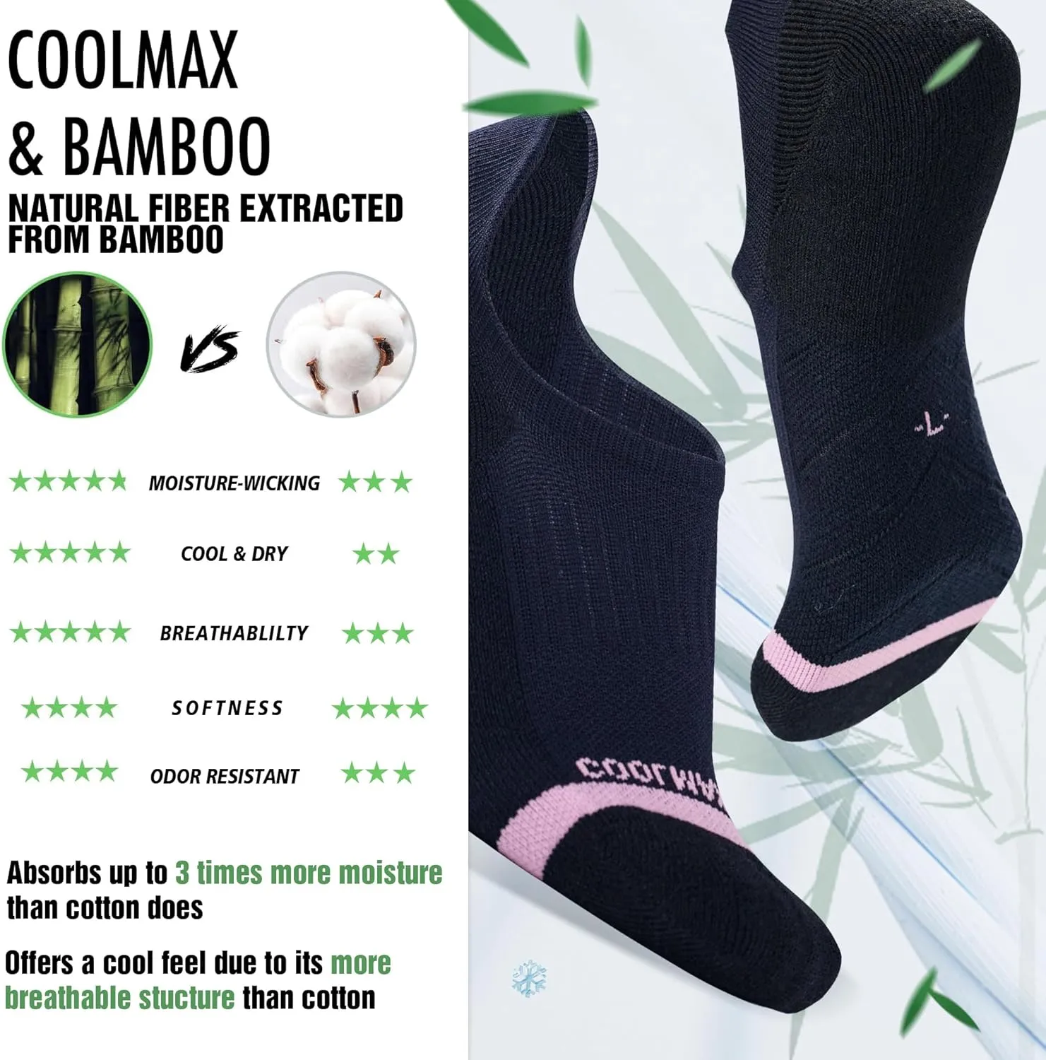 BRISIRA Bamboo Viscose Coolmax Running Golf No Show Socks Women Compression Moisture Wicking Performance Low Cut Tab Athletic