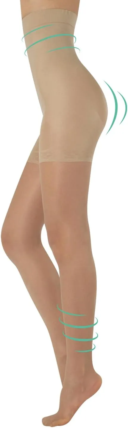 CALZITALY High Waist tights Control Top Shaping Nylons, Shaping Pantyhose, 20 Denier Sheer Shaping Tights for All Day Use