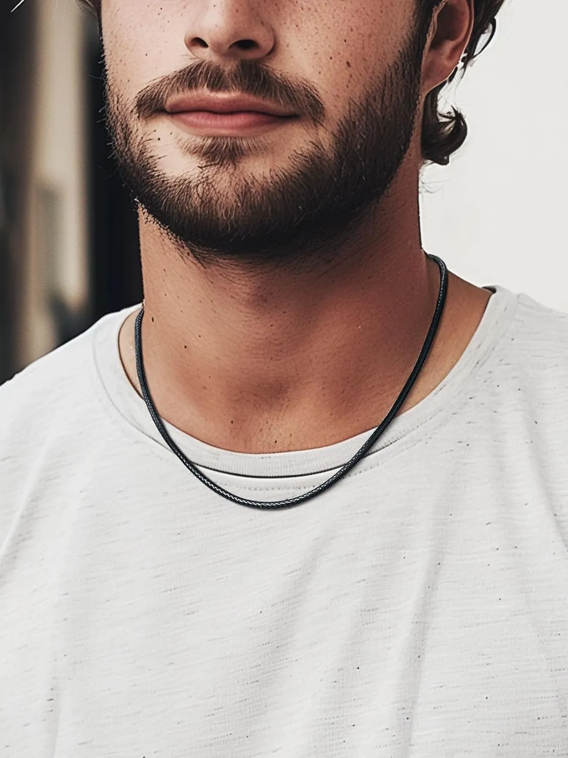 ChainsPro Men Waterproof Braided Leather Necklace Wax Rope Chain, Customize Available, 2/3mm Width, With Snap Clasp, 1618" 20" 22" 24" 26" 28" 30"-Send Gift Box
