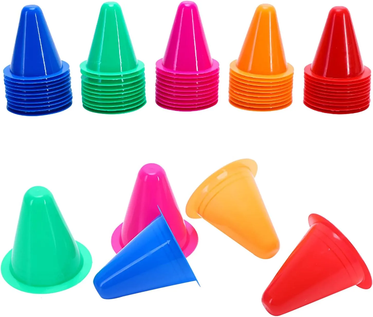 Cones Sports, 30Pack Mini Soccer Cones Plastic Training Agility Field Traffic Marker for Skating Basketball Football & Indoor Outdoor Activity Games Obstacle Course