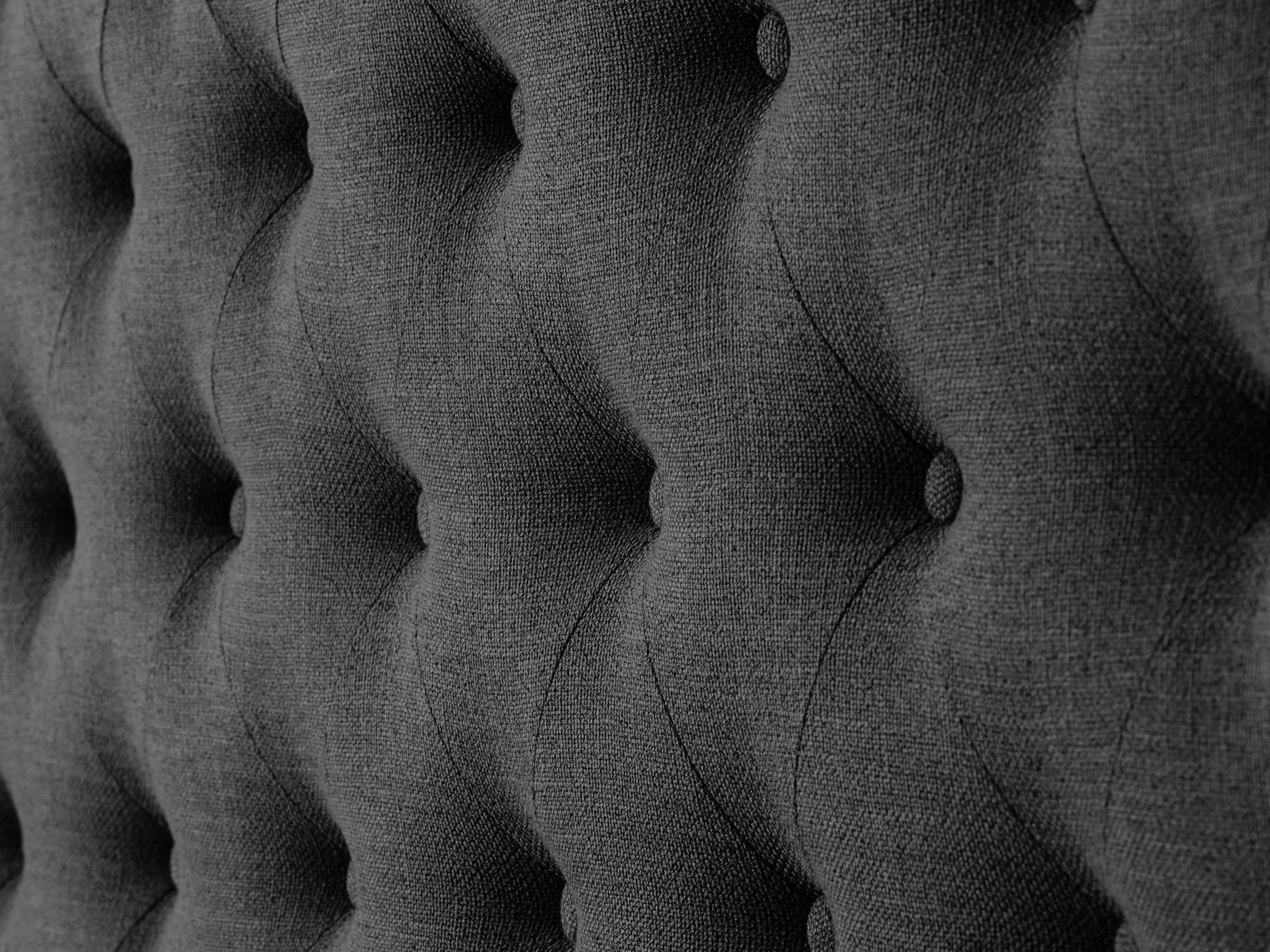 Dark Grey Tufted King Bed with Slats