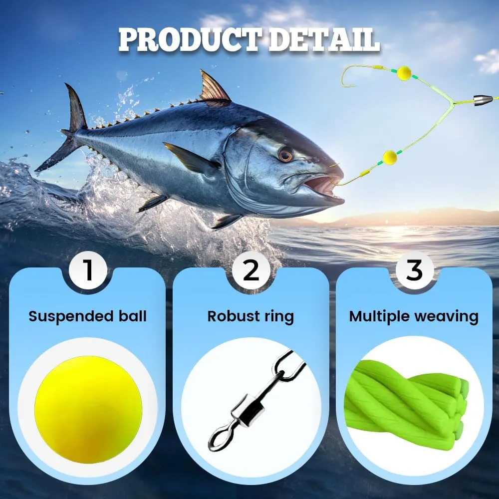 Double-Hook Reverse Bottom Rig, 2025 New Reverse Bottom Fishing Rig Hooks, Single Line Double Reverse Hooks Set Surf Fishing Floats Tackle for Beginners and Professionals