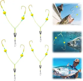 Double-Hook Reverse Bottom Rig, 2025 New Reverse Bottom Fishing Rig Hooks, Single Line Double Reverse Hooks Set Surf Fishing Floats Tackle for Beginners and Professionals