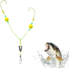 Double-Hook Reverse Bottom Rig for Surf Fishing Saltwater Floats Mono Line and Double-Hook Reverse Bottom Rig, Free Floating with Double Circle Hooks Surf Fishing Tackle