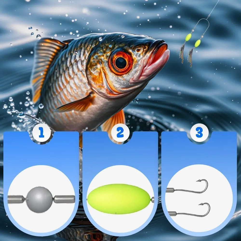 Double Reverse Fishing Hook Set,Double-Hook Reverse Bottom Line,Anti Tangle Split Fishing Hooks,Fishing Lures for Beginners Amateurs and Professionals Outdoor
