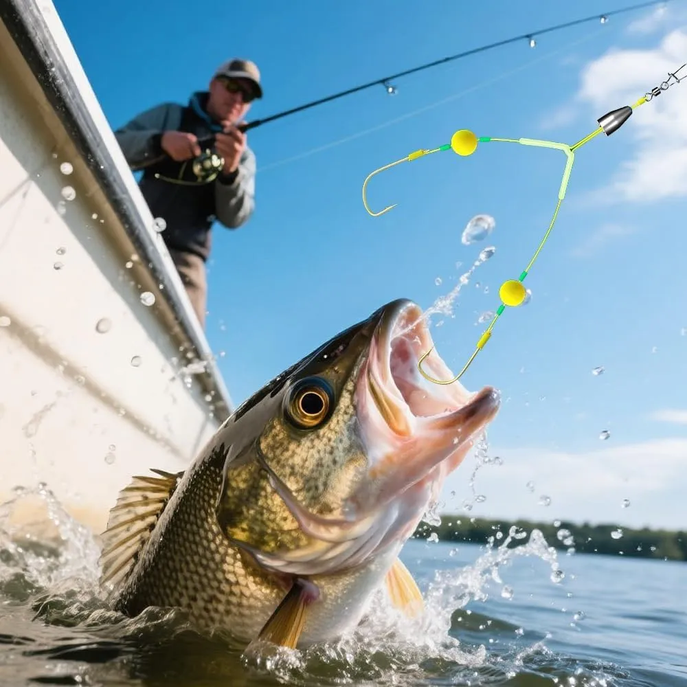 Double Reverse Fishing Hook Set,Double-Hook Reverse Bottom Line,Anti Tangle Split Fishing Hooks,Fishing Lures for Beginners Amateurs and Professionals Outdoor