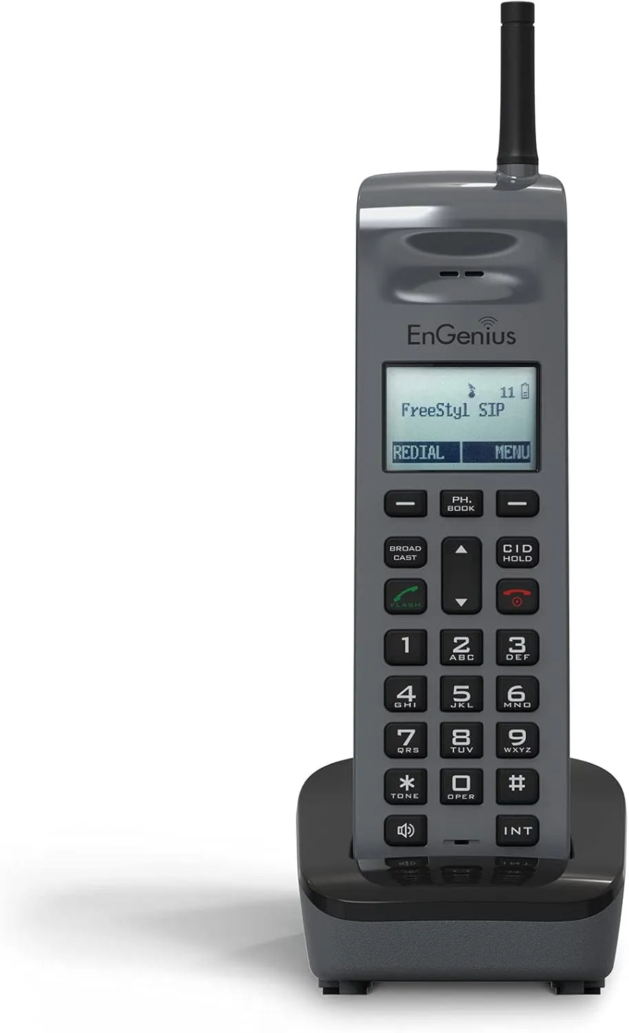 EnGenius FreeStyl SIP-HC Expansion Handset with Rechargeable Battery and Cradle, 900 Mhz Scalable IP Phone, 2-Way Radio for Broadcast/Intercom