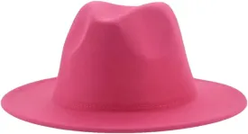 Fedora Hat Women Hat Formal Wedding Decorate Panama Cap Men Sombrero Hombre Rose red 56-58cm(Adults)