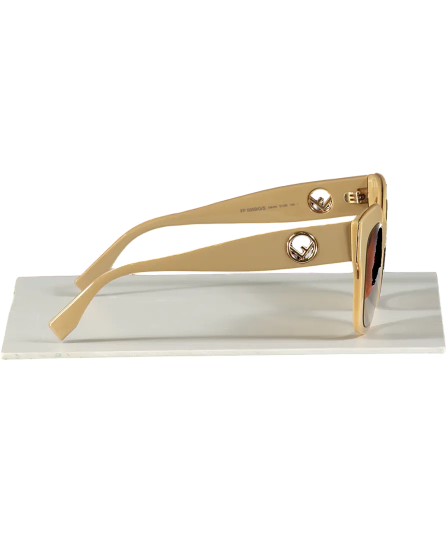 Fendi "F Is Fendi" Sunglasses Ff0359/g/s Beige Acetate 145mm In Case