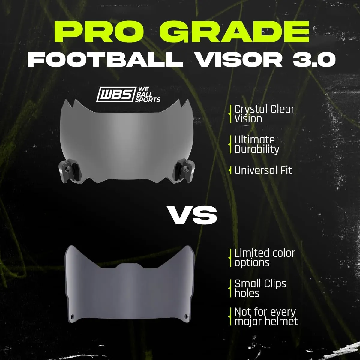 Football Visor 3.0, Fits Adult & Youth Football Helmets