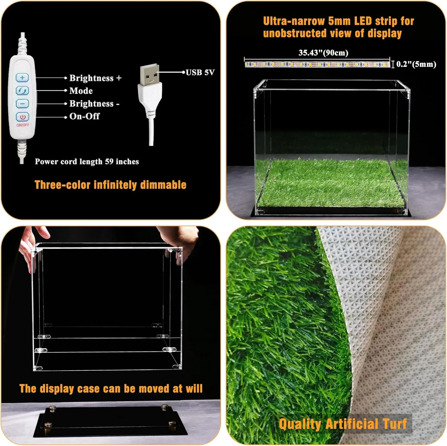 Full Size Football Helmet Display Case with 3-Modes LED Lights & Turf Base  Acrylic Showcase with Mirror Back, Gold Risers, UV Protection  Perfect for Sports Memorabilia & Collectibles