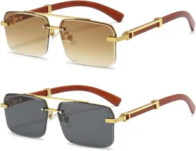 Gleyemor Mens Sunglasses Fashion Rimless Rectangle Sunglasses Square Frameless Sunglasses for Men