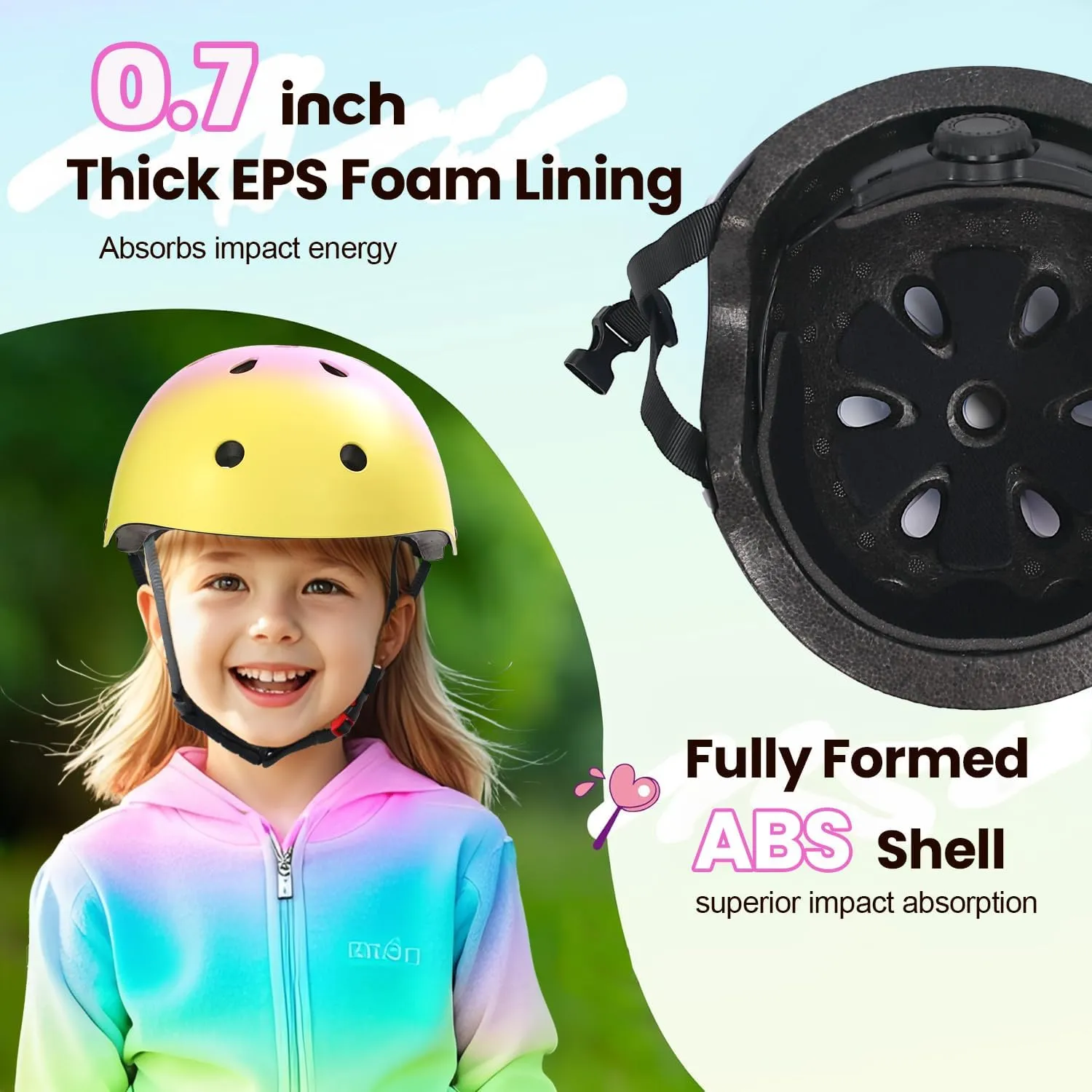 Gradient Kids Helmet and Knee Elbow Wrist Pads Set with Carry Bag(Age 2-14 )- CPSC Certified Adjustable Lightweight Ventilated for Biking, Scooter, Skating and Other Sport Acitivties