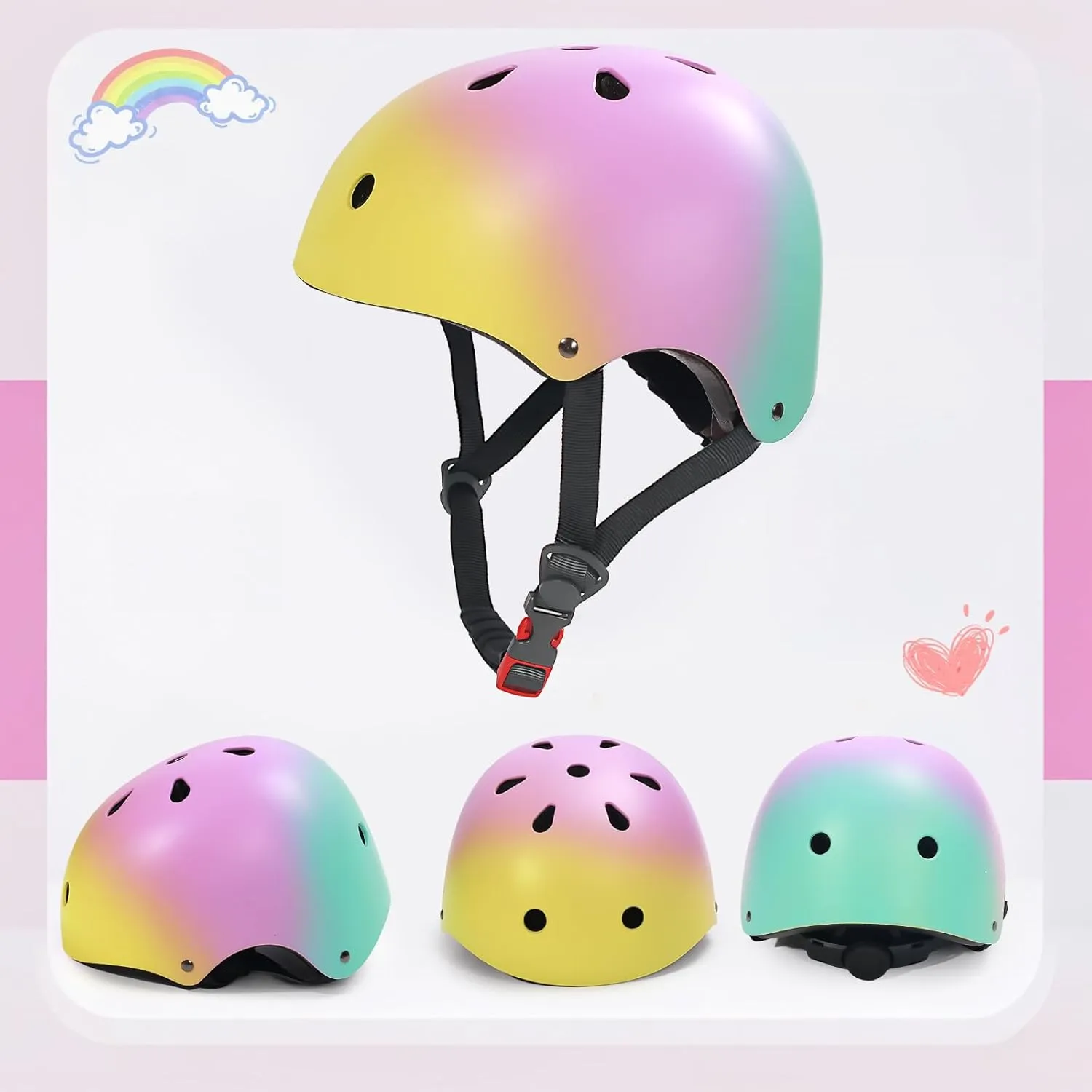 Gradient Kids Helmet and Knee Elbow Wrist Pads Set with Carry Bag(Age 2-14 )- CPSC Certified Adjustable Lightweight Ventilated for Biking, Scooter, Skating and Other Sport Acitivties