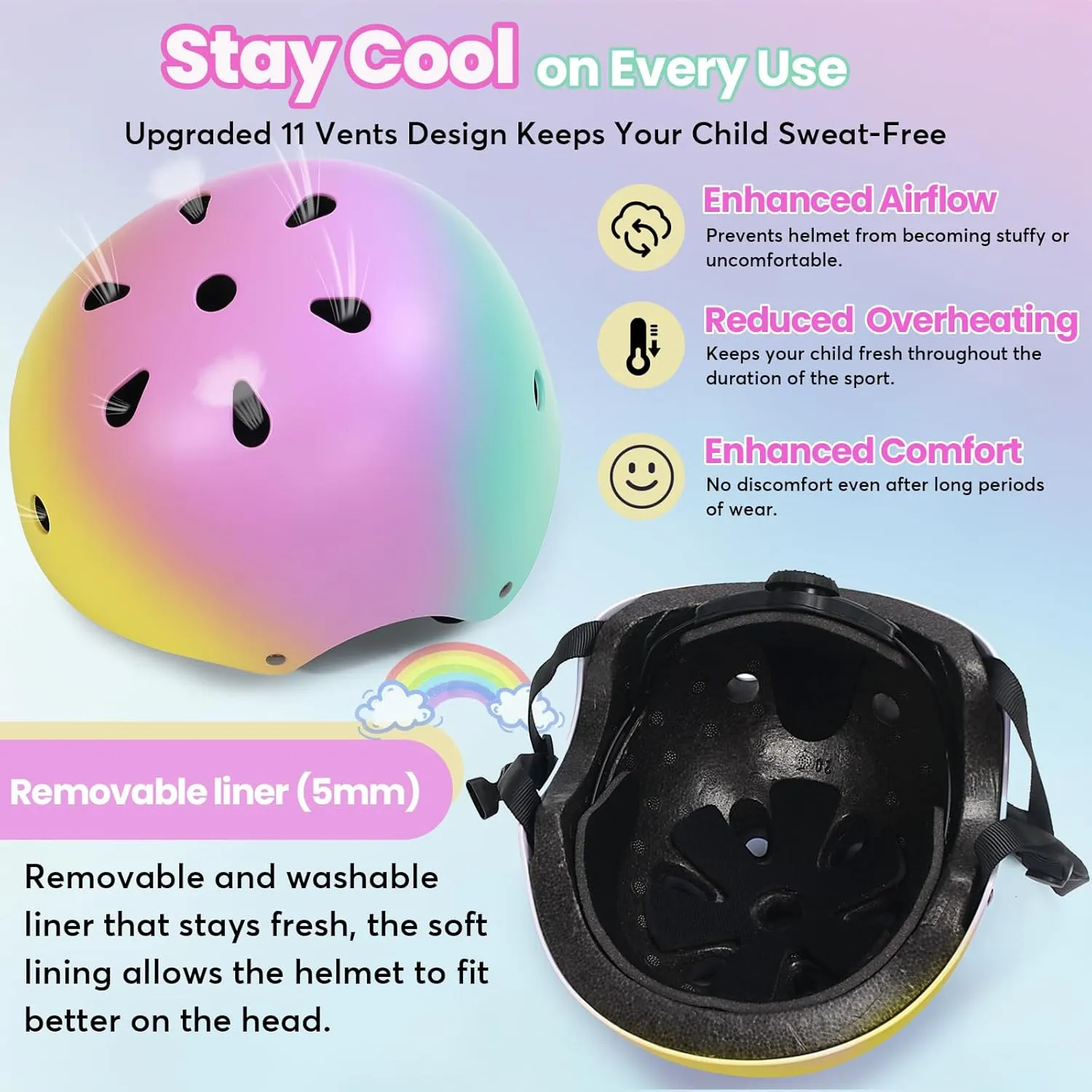 Gradient Kids Helmet and Knee Elbow Wrist Pads Set with Carry Bag(Age 2-14 )- CPSC Certified Adjustable Lightweight Ventilated for Biking, Scooter, Skating and Other Sport Acitivties