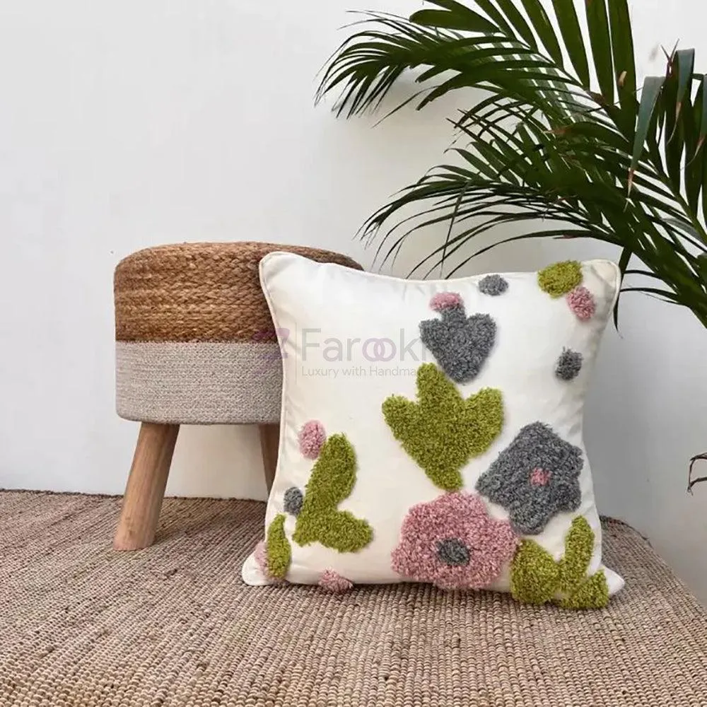 Handmade Cotton Tufted Cushion-Decorative Pillow For Sofa, Bed Or Lounge 16x16 inch | FCU0005