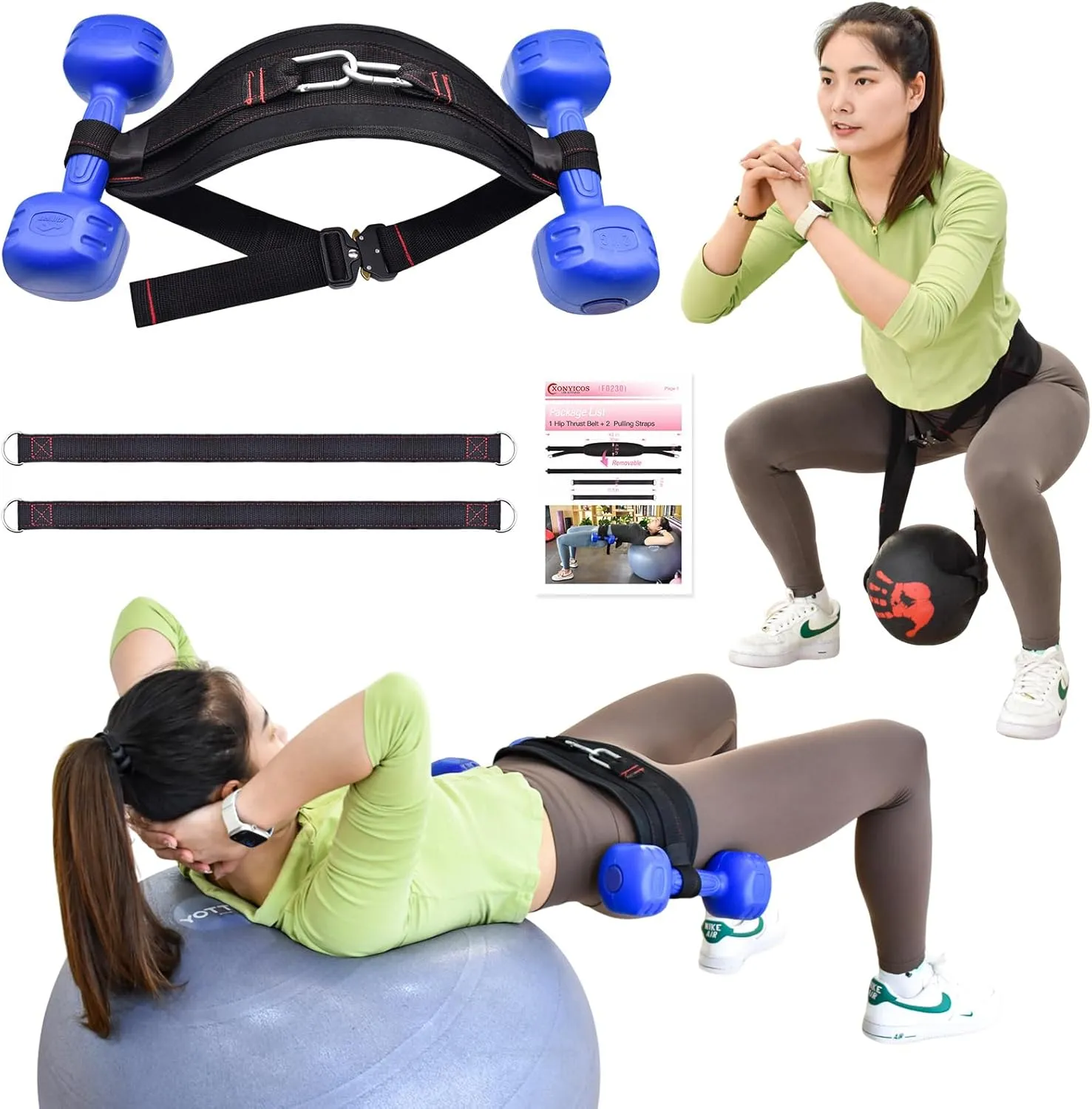 Hip Thrust Belt, Easy to Use with Dumbbells, Heavy, Kettlebells, Hip Thrust Belt for Women and Men, Weighted Dip Belt for the Gym and Home Workouts