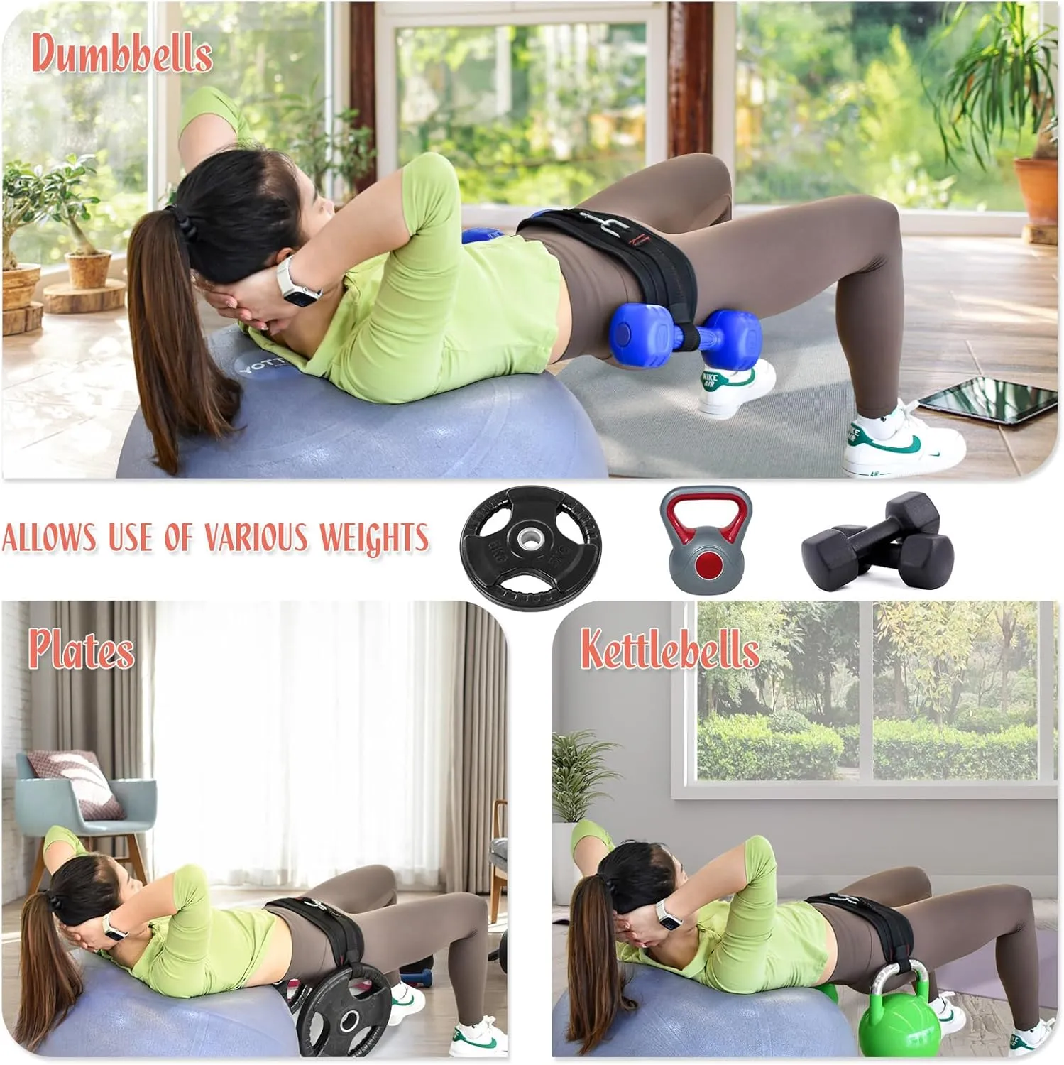 Hip Thrust Belt, Easy to Use with Dumbbells, Heavy, Kettlebells, Hip Thrust Belt for Women and Men, Weighted Dip Belt for the Gym and Home Workouts