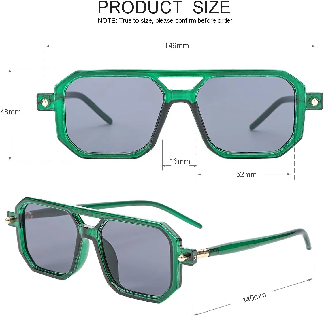 JOVAKIT Retro Aviator Sunglasses for Women Men Fashion Rectangle Sun Glasses Luxury Round Temples Designer UV400 Protection