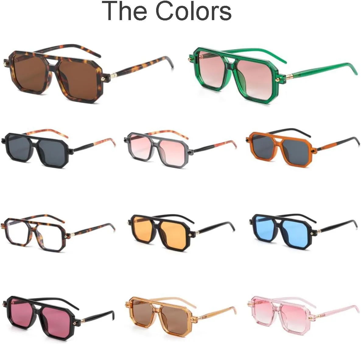 JOVAKIT Retro Aviator Sunglasses for Women Men Fashion Rectangle Sun Glasses Luxury Round Temples Designer UV400 Protection