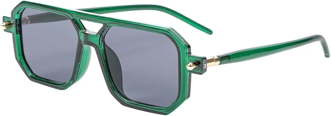 JOVAKIT Retro Aviator Sunglasses for Women Men Fashion Rectangle Sun Glasses Luxury Round Temples Designer UV400 Protection