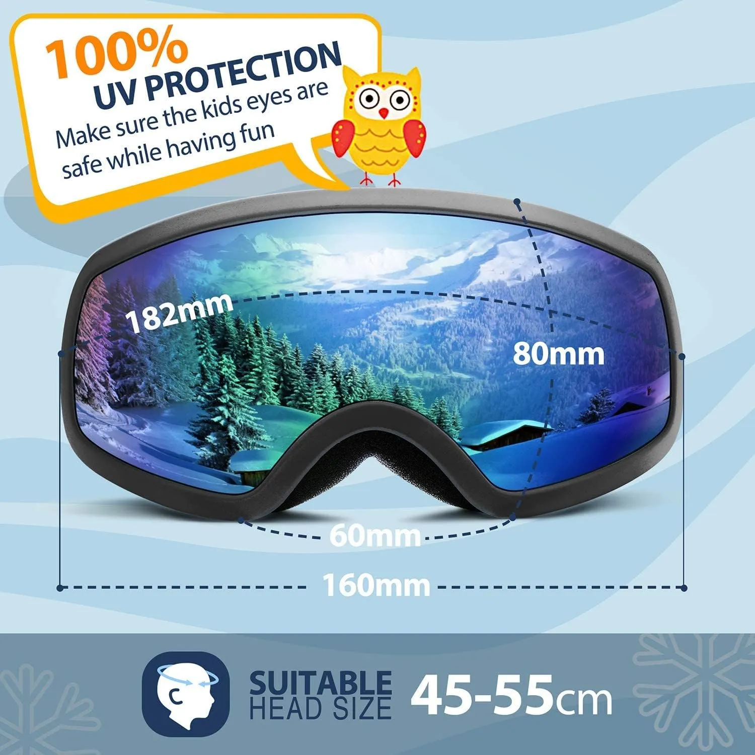 Kids Ski Goggle, Snow Ski Goggles for Kids Youth Teens Boys and Girls from 5-14