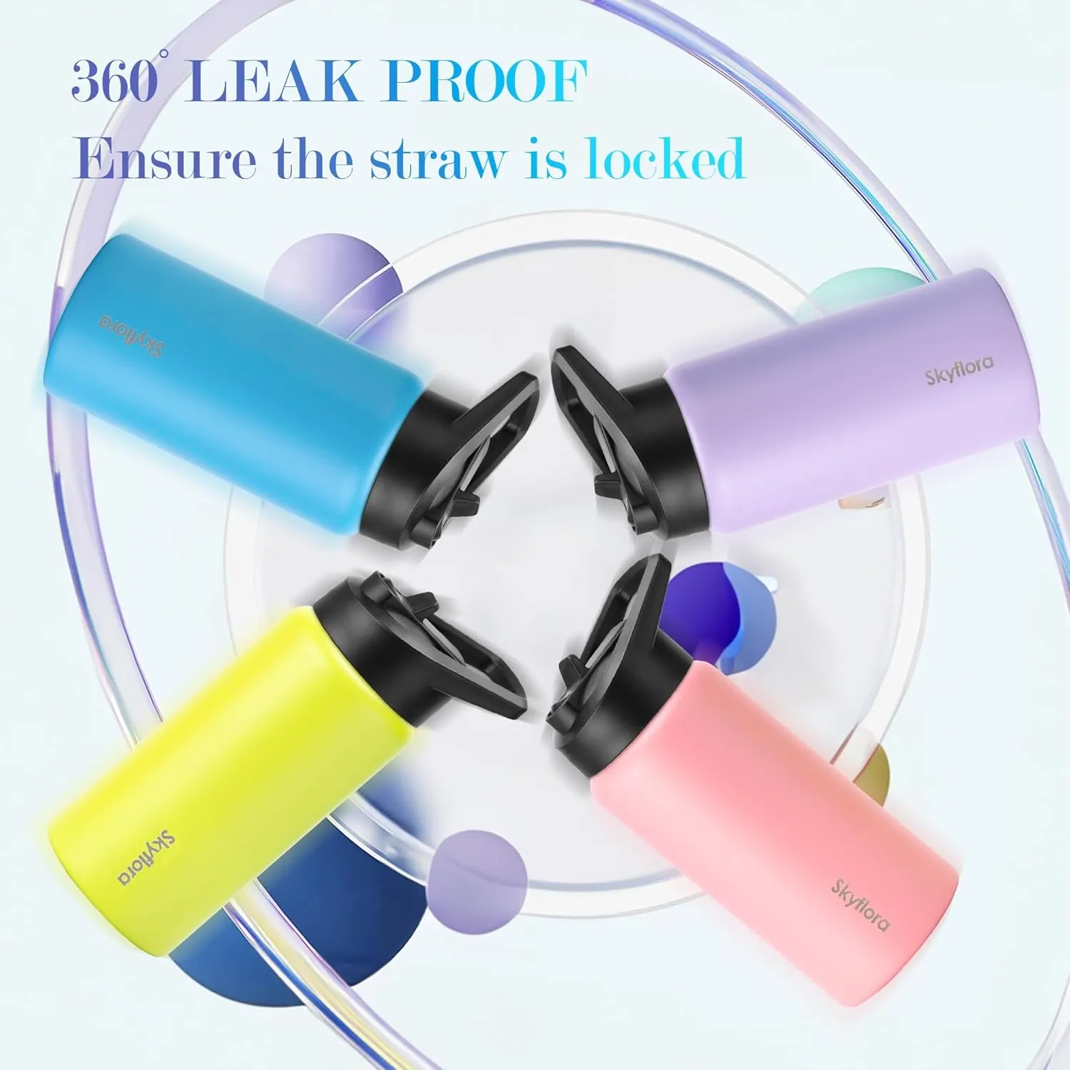 Kids Water Bottle with Straw, 16oz Cute Water Bottle, Single Wall 18/8 Stainless Steel, Dishwasher Safe & Leakproof, Reusable Gift for Girls Boys to School Sports Travel Camping, Purple