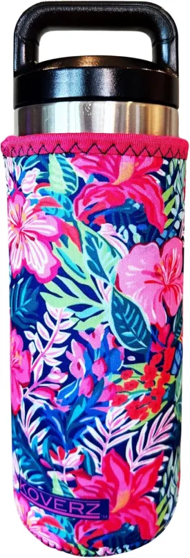 Koverz Water Bottle Sleeve, Neoprene Insulated Bottle Sleeve, Fits 24-30 Oz. Water Bottle, Washable and Reusable, Large Size, Hibiscus