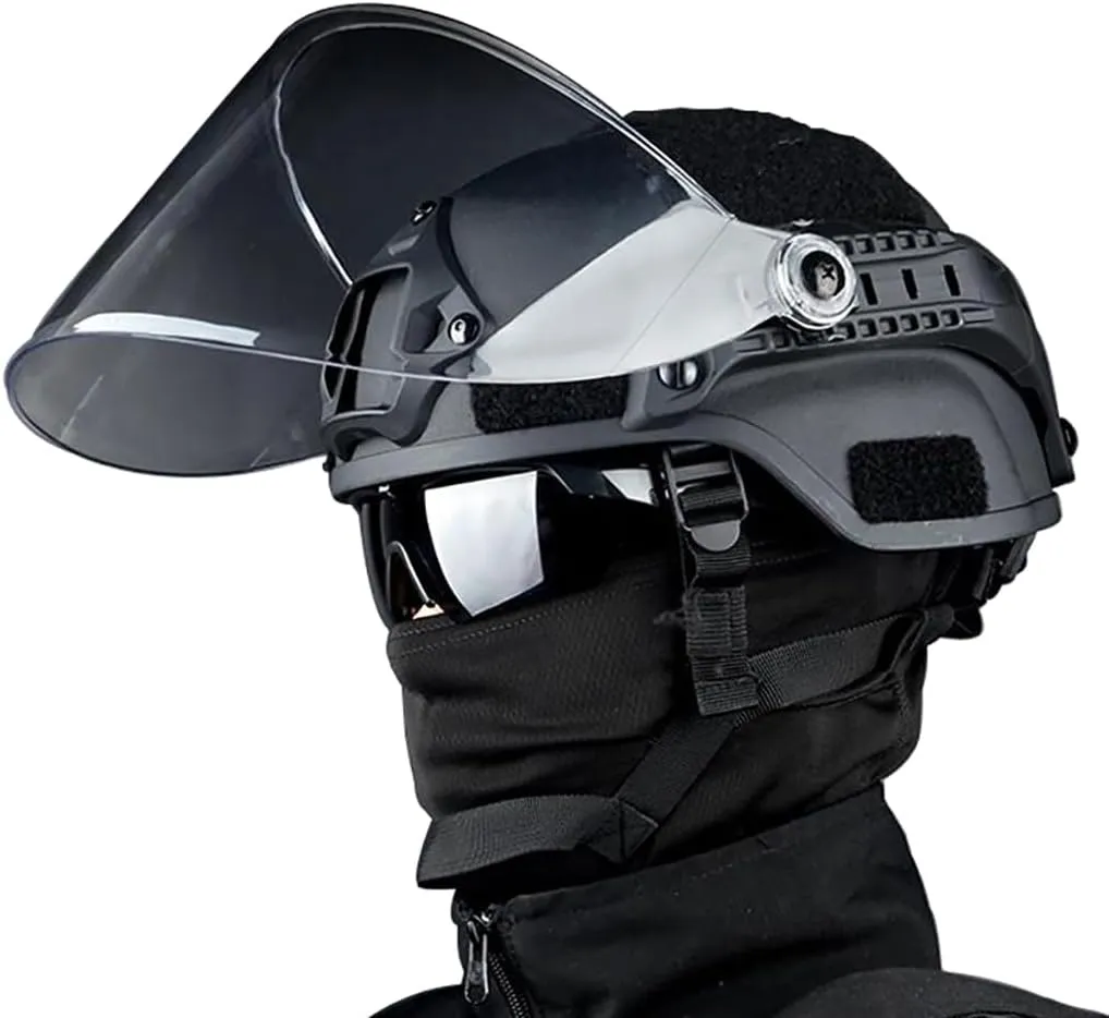 Lightweight Airsoft Helmet with Transparent Visor, Goggles and Full Face Mask, Outdoor Tactical Gear, for CS BB Paintball Hunting