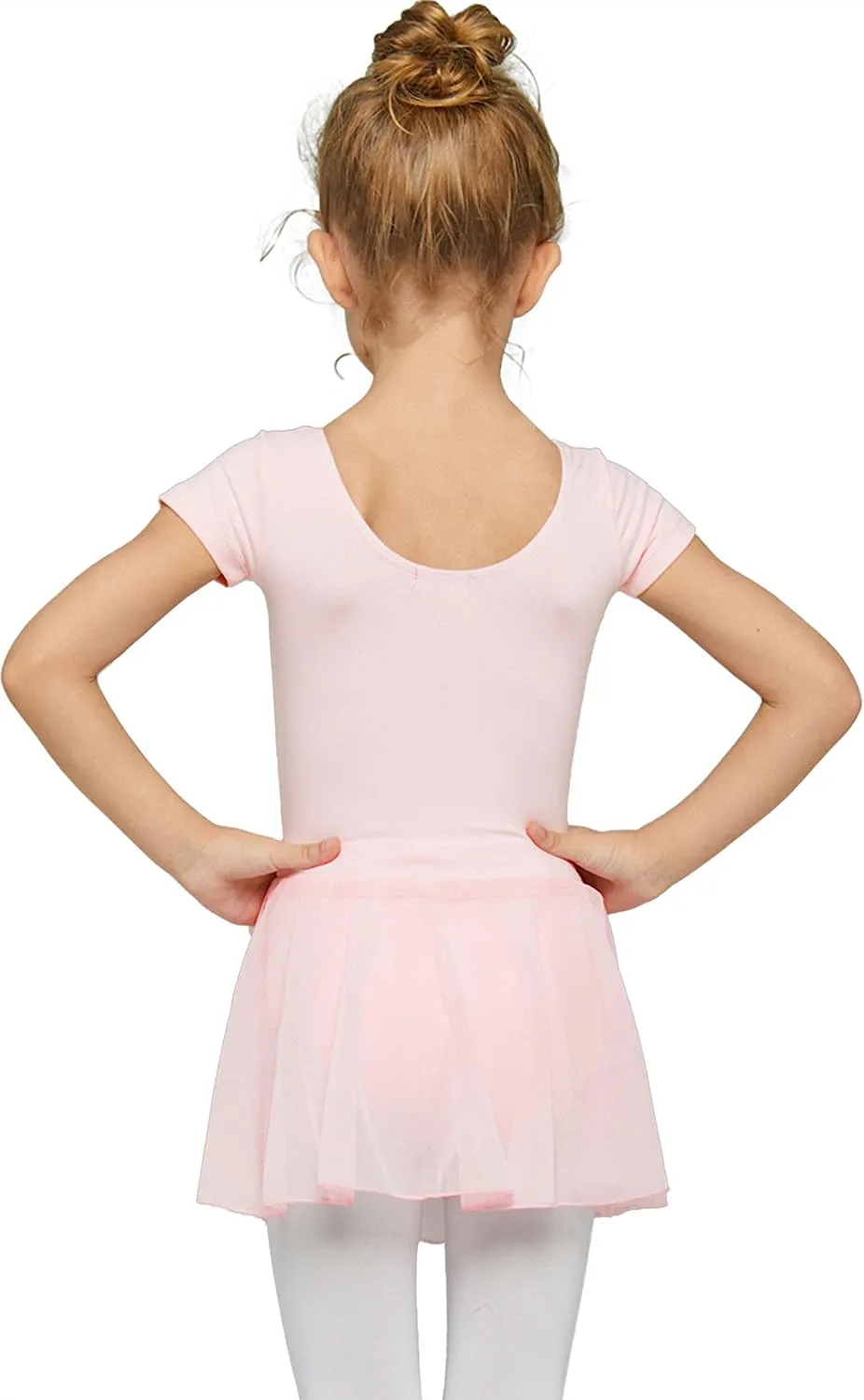 MdnMd Toddler Ballet Leotards for Girls Dance Leotards with Skirt Gymnastic Ballerina Outfit Dress Classic Short Sleeve
