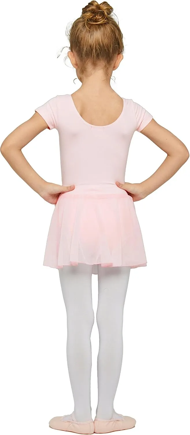 MdnMd Toddler Ballet Leotards for Girls Dance Leotards with Skirt Gymnastic Ballerina Outfit Dress Classic Short Sleeve