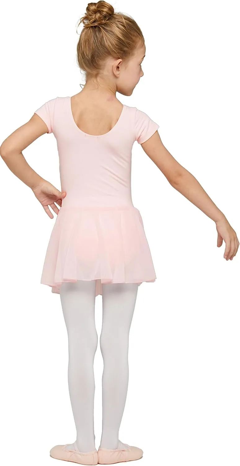 MdnMd Toddler Ballet Leotards for Girls Dance Leotards with Skirt Gymnastic Ballerina Outfit Dress Classic Short Sleeve