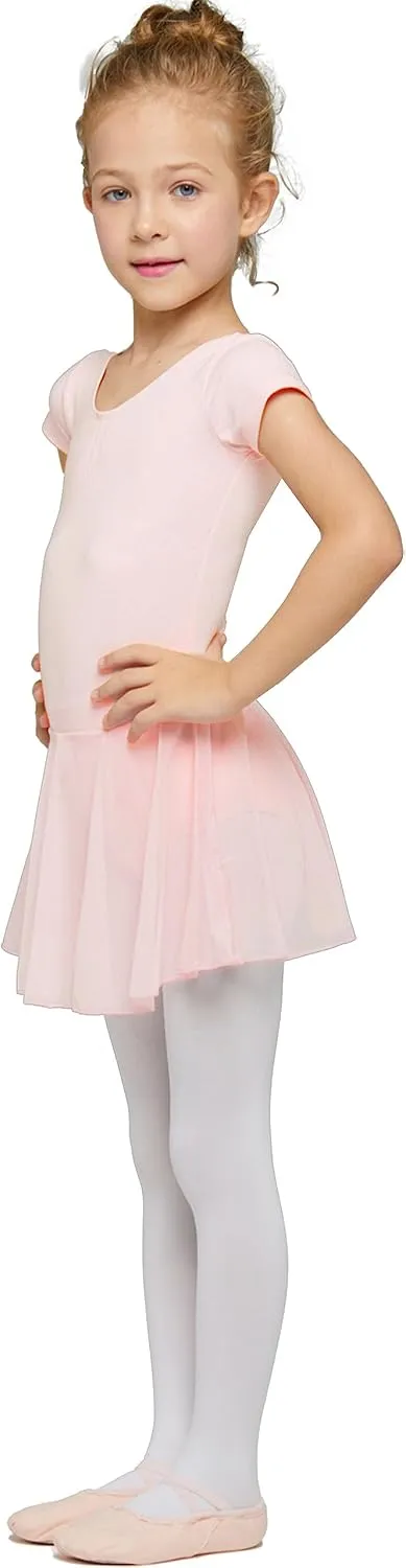 MdnMd Toddler Ballet Leotards for Girls Dance Leotards with Skirt Gymnastic Ballerina Outfit Dress Classic Short Sleeve
