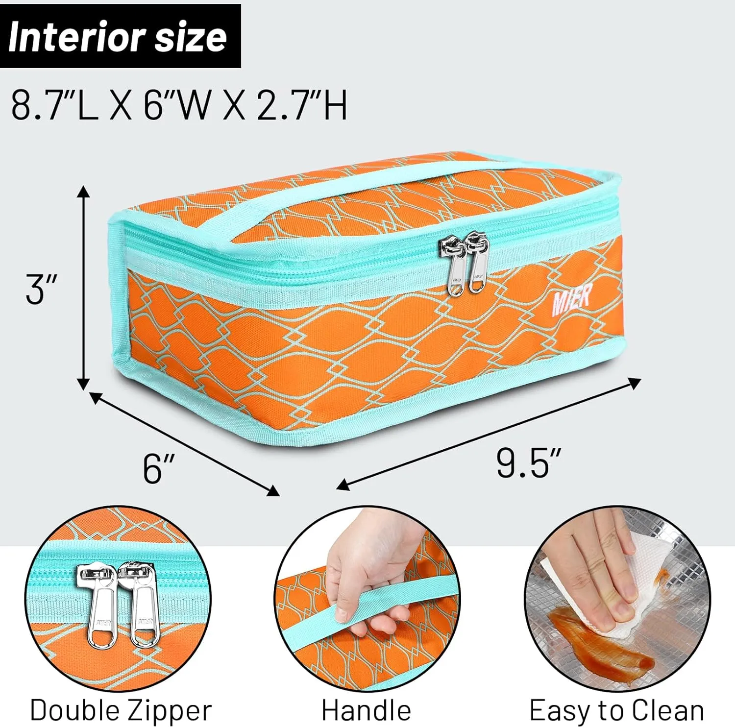 MIER Portable Thermal Insulated Cooler Bag Mini Lunch Bag for Kids, Orange