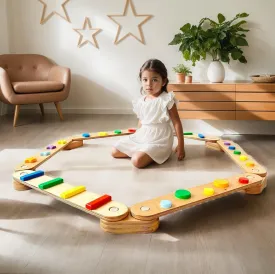 Montessori Toddler Balance Board for Kids - Wooden Wobble Balance Beam Stepping Stones Coordination and Stability Exercise