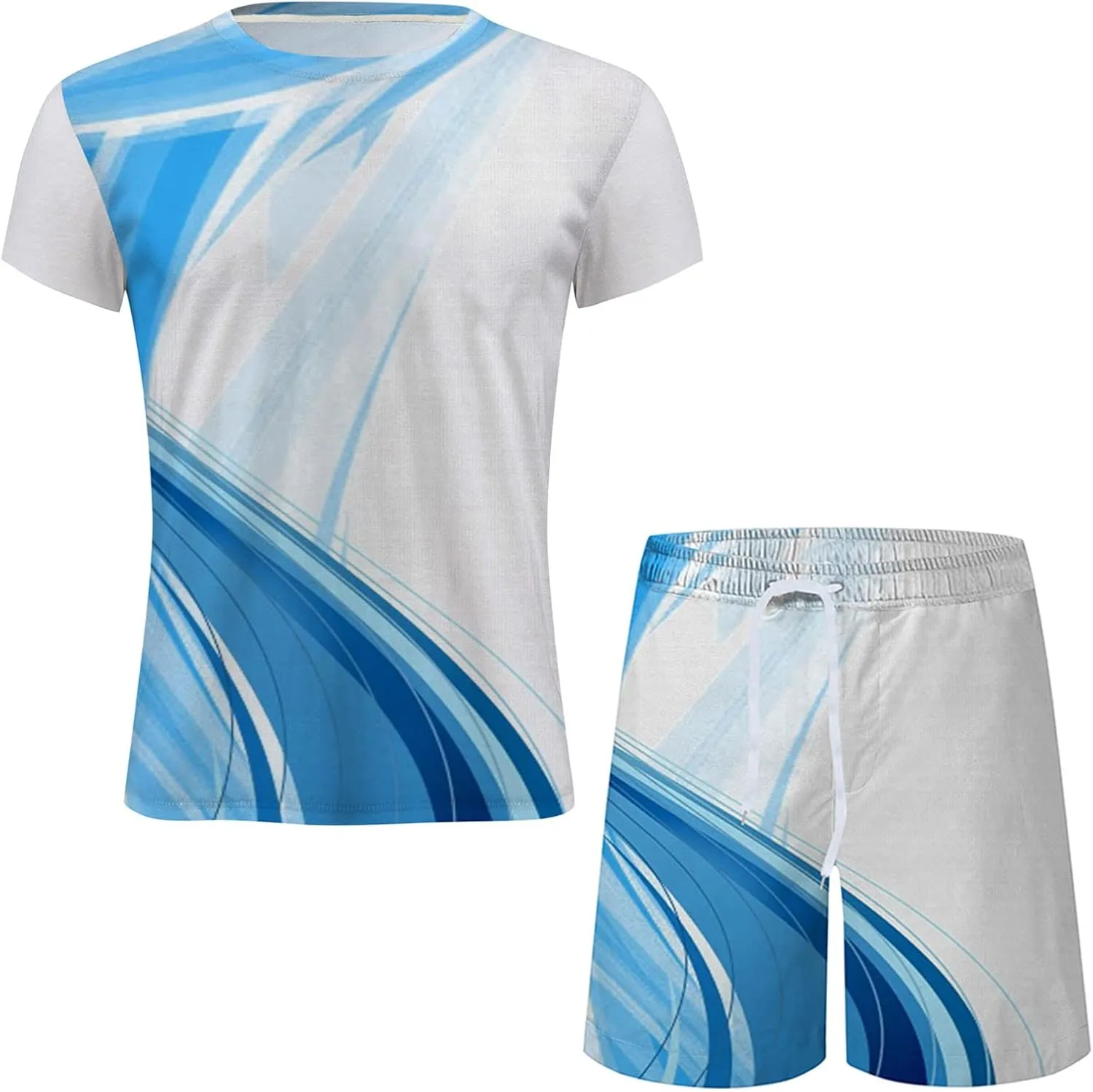 Muscularfit Mens Short Sets 2 Piece Outfits Causal Gradient Color Tracksuit Sweatshirt and Drawstring Shorts Set for Men 2023