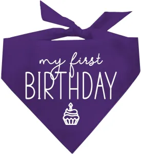 My First Birthday Dog Bandana | 100% Cotton Adjustable Triangle | Made in USA | Birthday Pawty | Party Theme | Celebration Photo Shoot Prop |Purple Os, 389