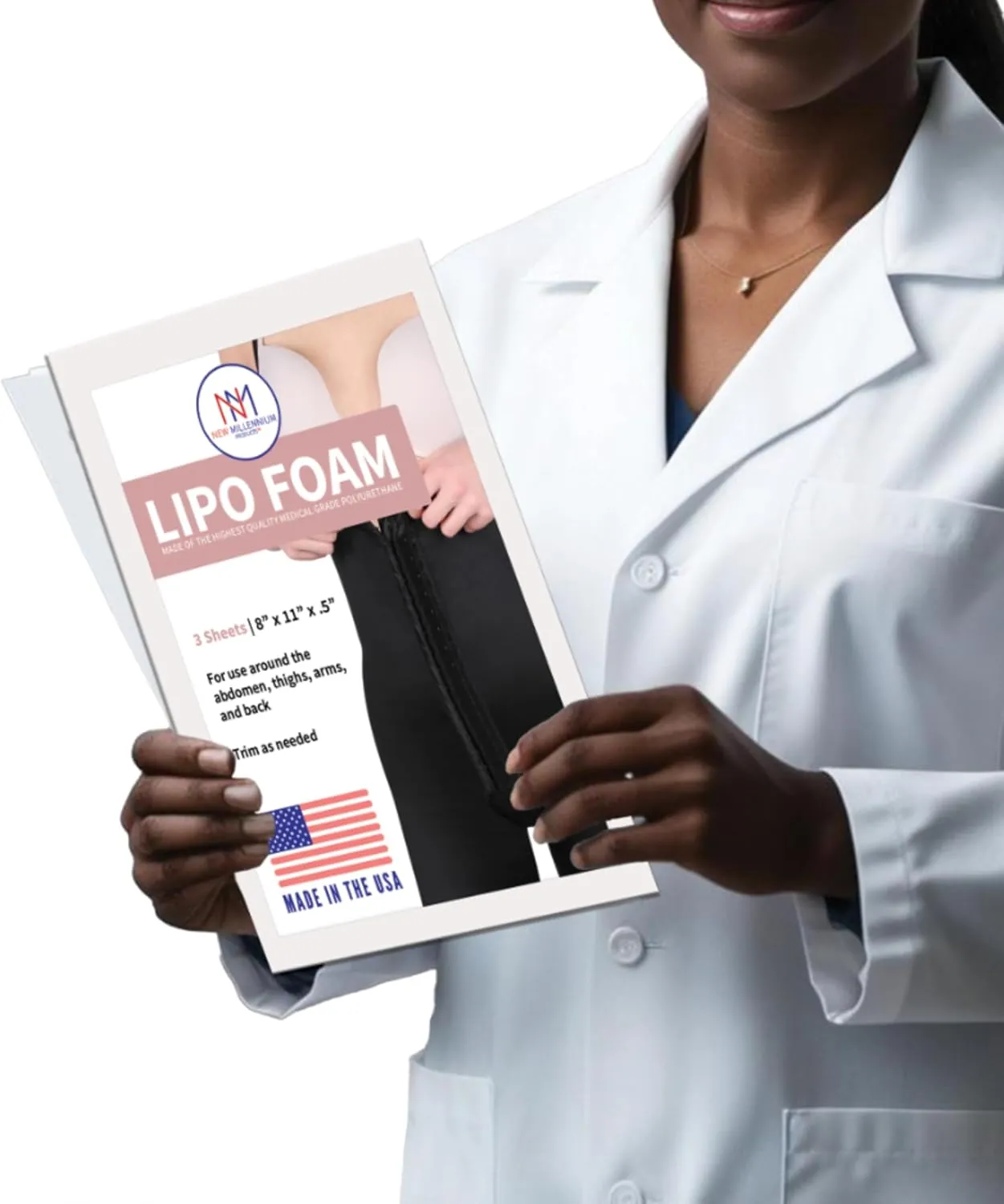 New Millennium Premium Lipo Foam Sheets (3 Pack) | USA Medical-Grade Compression Pads - Liposuction, BBL, Tummy Tuck | Reduce Swelling & Bruising | Use with Fajas, Ab Boards, Recovery Garments (8x11)