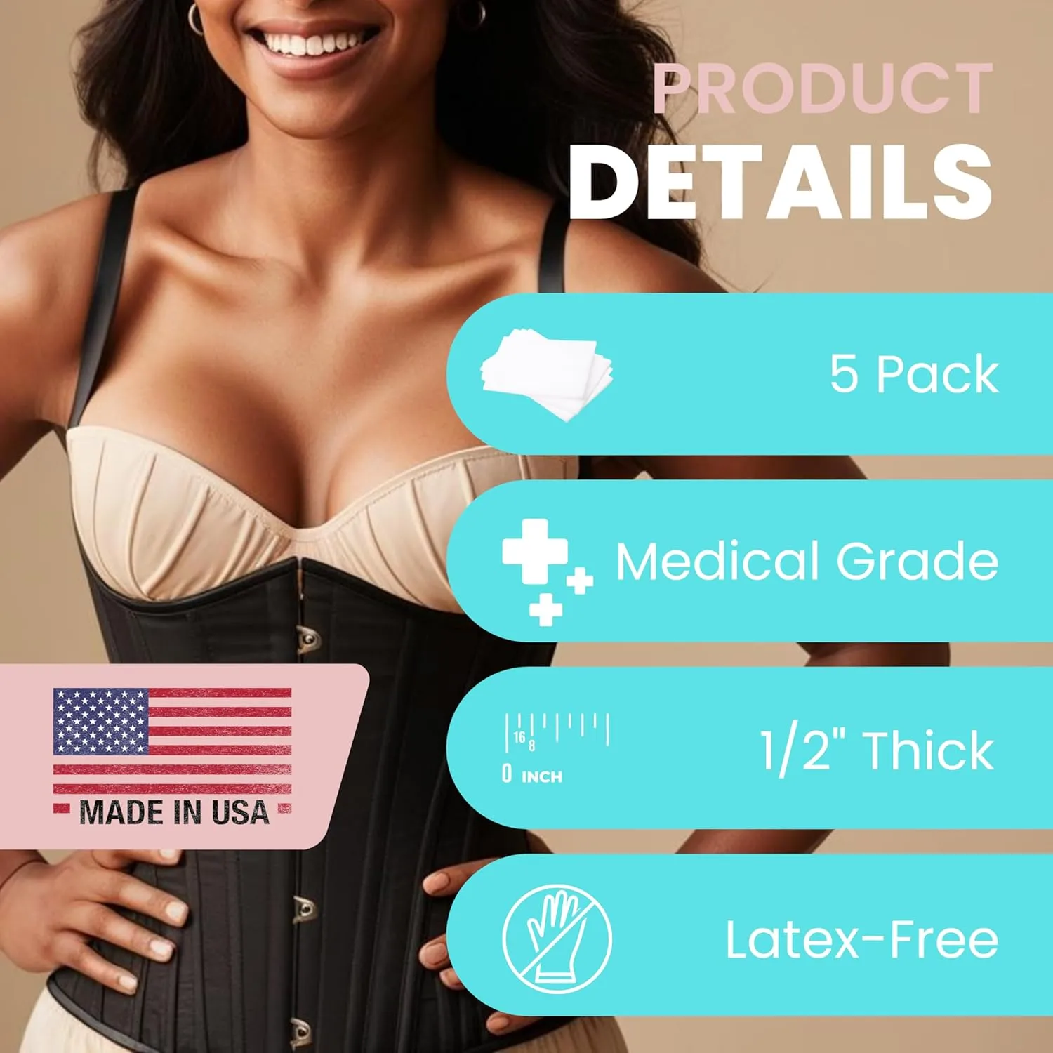 New Millennium Premium Lipo Foam Sheets (5 Pack) | USA Medical-Grade Compression Pads - Liposuction, BBL, Tummy Tuck | Reduce Swelling & Bruising | Use with Fajas, Ab Boards, Recovery Garments (8x11)