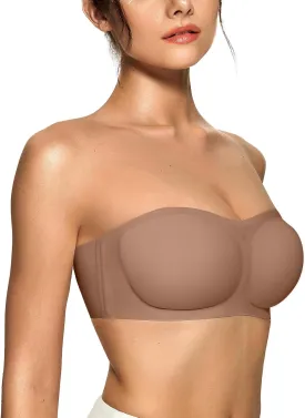 OEAK Womens Strapless Bras Push Up Bandeau Bra Non Slip Wireless Supportive Padded Bras Seamless Comfortable Tube Bra