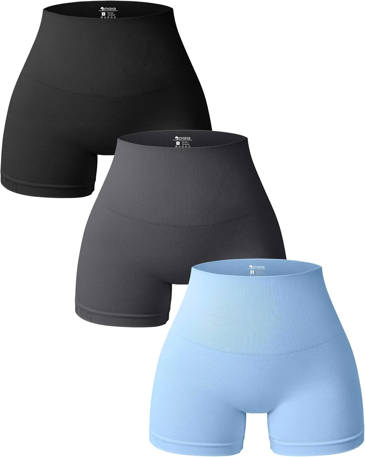 OQQ Women 3 Piece Yoga Shorts High Waist Seamless Workout Exercise Shorts Leggings
