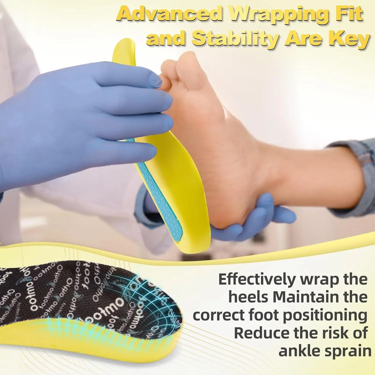 OrthoComfoot Kids Orthopedic Comfort Childrens Insoles : Flat Feet Gel Inserts for Plantar Fasciitis Relief, Athletic Orthotic High Arch Support Insoles, No Trimming,Size 5 Big Kid