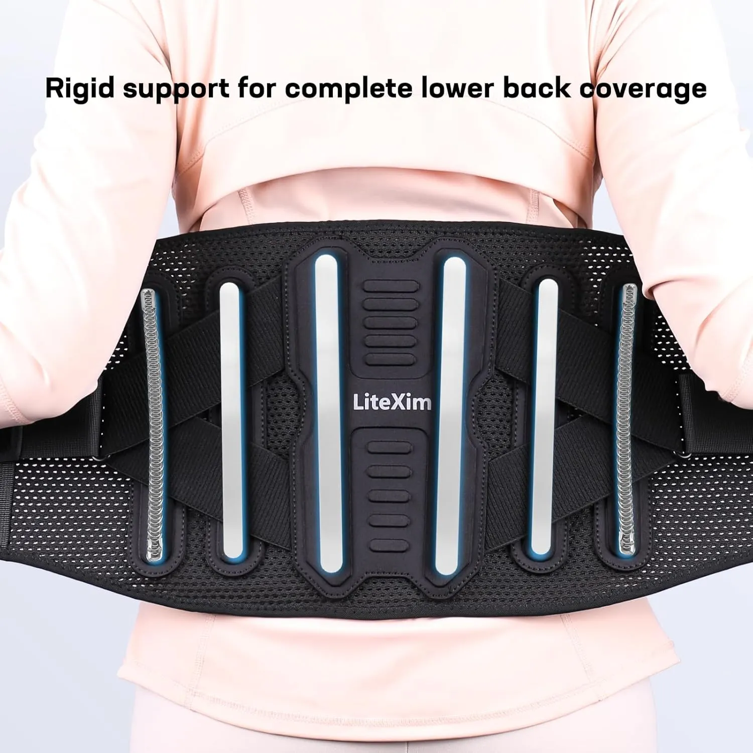 Pro Back Brace for Men Women Lower Back Pain Relief with Rigid Bionic Support & Massager Pad, Air Mesh Lumbar Belt for Sciatica, Hernia Disc, Scoliosis, Adjustable Brace for Spinal (Black, Large(Belly: 39"-45"))