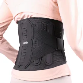Pro Back Brace for Men Women Lower Back Pain Relief with Rigid Bionic Support & Massager Pad, Air Mesh Lumbar Belt for Sciatica, Hernia Disc, Scoliosis, Adjustable Brace for Spinal (Black, Large(Belly: 39"-45"))