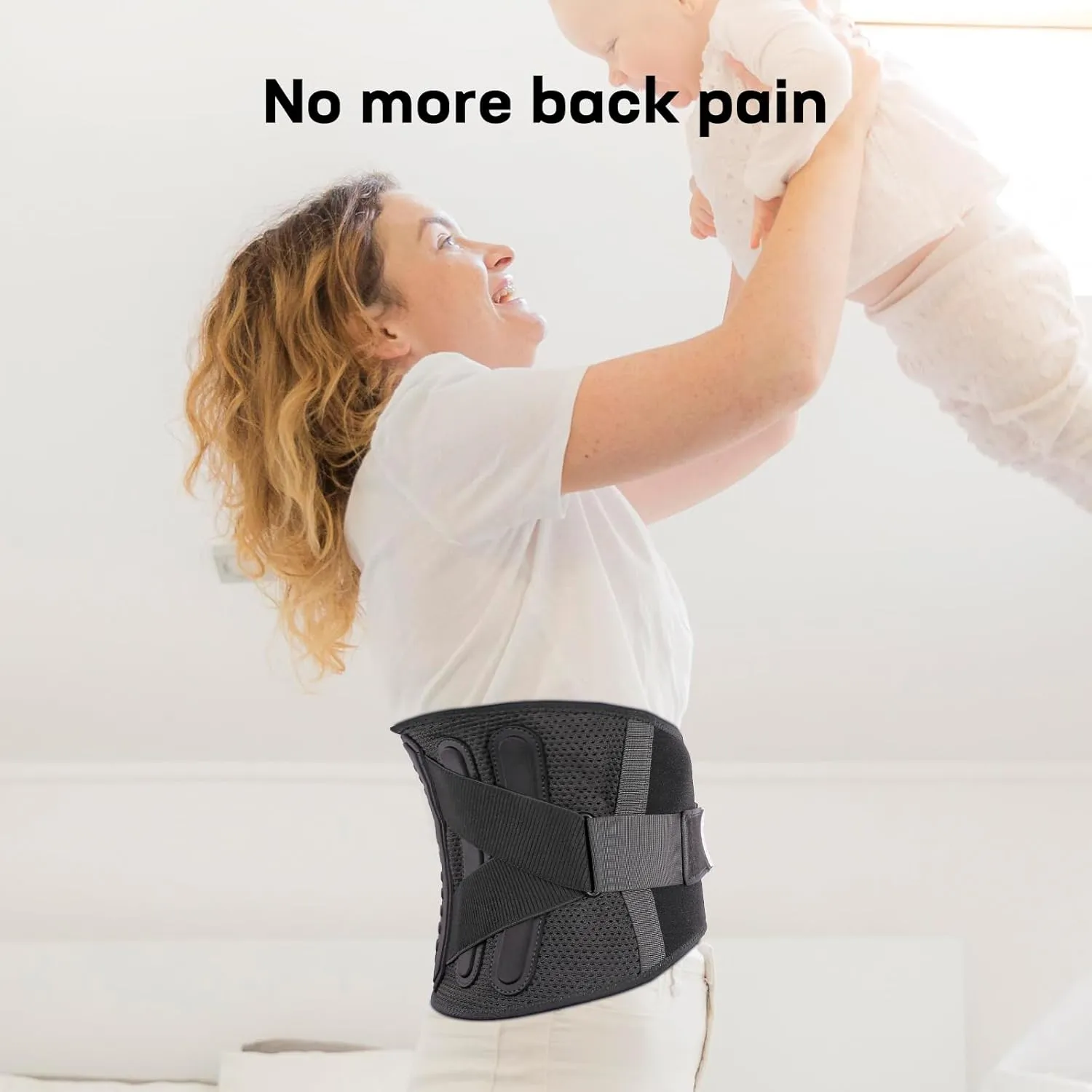 Pro Back Brace for Men Women Lower Back Pain Relief with Rigid Bionic Support & Massager Pad, Air Mesh Lumbar Belt for Sciatica, Hernia Disc, Scoliosis, Adjustable Brace for Spinal (Black, Large(Belly: 39"-45"))